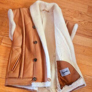 Vintage CIndy Spolek 1980s Handmade Sherpa Leather Winter Vest